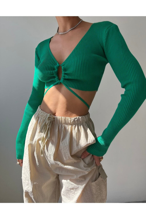 Mai Berta Yeşil Triko Crop