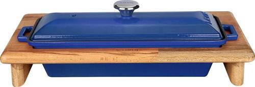 Terrine Ahşap Standlı 11x29 cm Mavi Döküm Ekmek Kabı