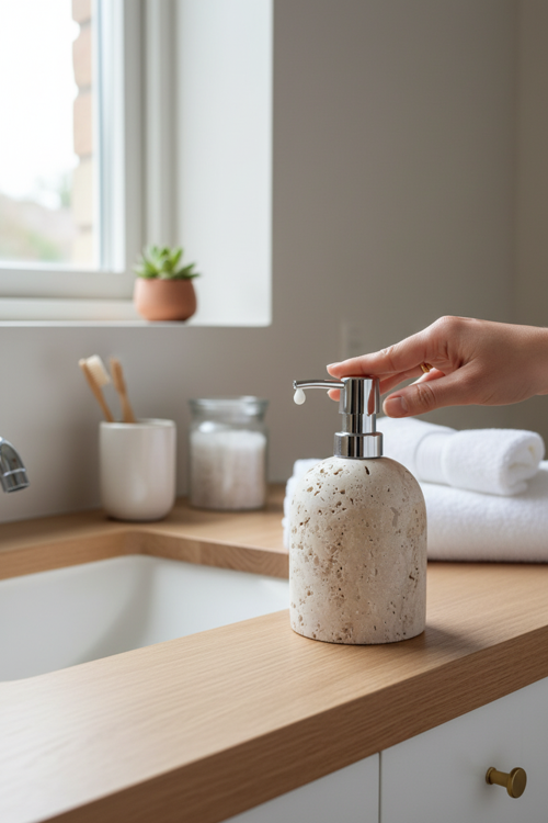 Mermer Traverten Gümüş Banyo, Mutfak Sıvı Sabunluk