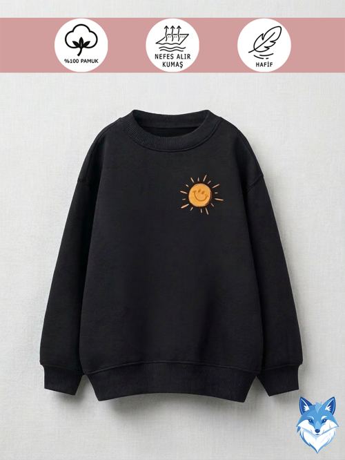 Dora Gezegenler Desenli (Sırt Baskılı) Unisex Çocuk %100 Pamuklu 3 İplik Uzun Kollu Sweat