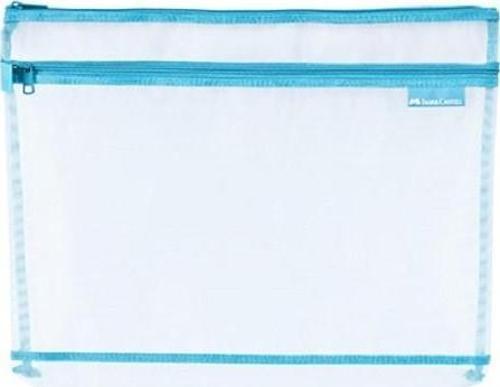 Faber-Castell A4 Çift Cepli Kalemlik Mavi Mesh Dosya 