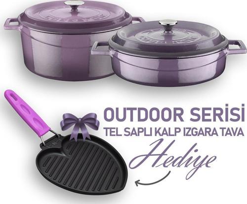 Döküm Trendy Serisi Yuvarlak Derin ve Sığ 5 Parça Tencere Tava Çeyiz Seti