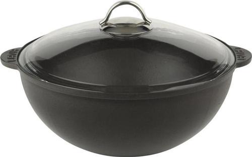 Döküm Yuvarlak Cam Kapaklı Kazan / Tencere. Döküm Demir Yekpare Kulplu Çap(Ø)28 cm.