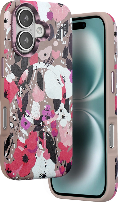 iPhone 16 Flower Series Magsafe Kapak - Pembe