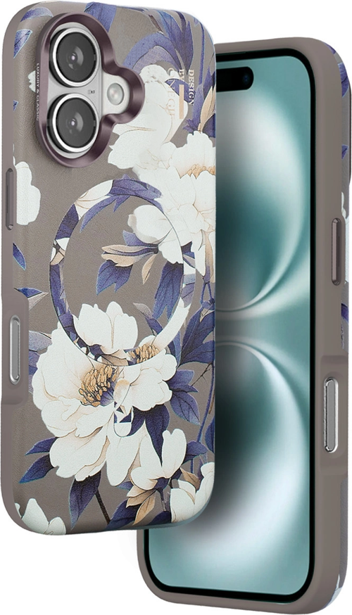iPhone 16 Flower Series Magsafe Kapak - Gri