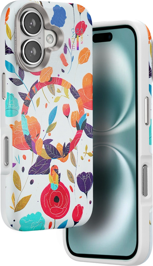 iPhone 16 Flower Series Magsafe Kapak - Beyaz
