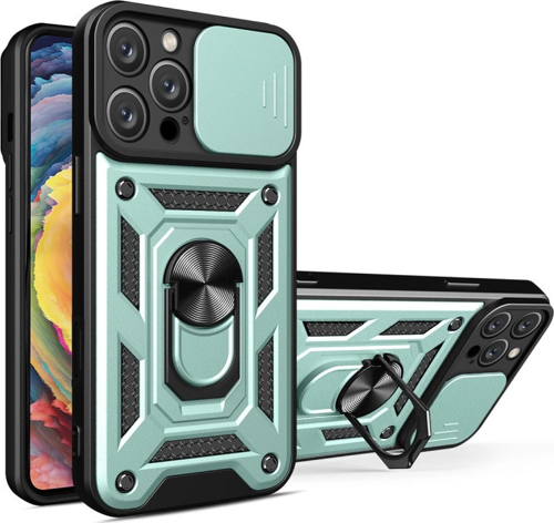 iPhone 16 Pro Max Kılıf Pars Lens Yüzüklü Silikon - Yeşil