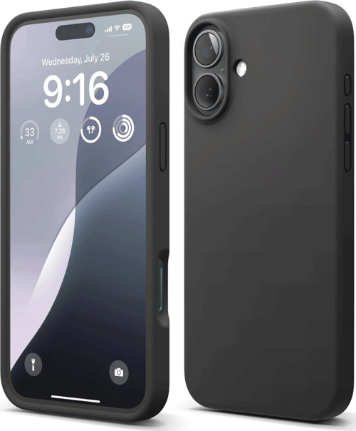 iPhone 16 Plus Kılıf Nano İçi Kadife Silikon - Siyah