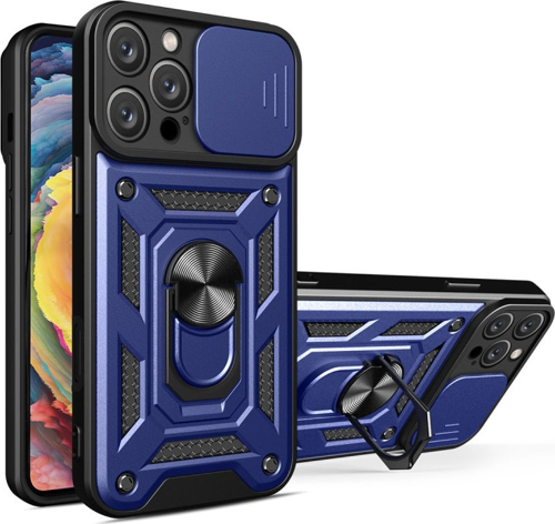iPhone 16 Pro Max Kılıf Pars Lens Yüzüklü Silikon - Lacivert