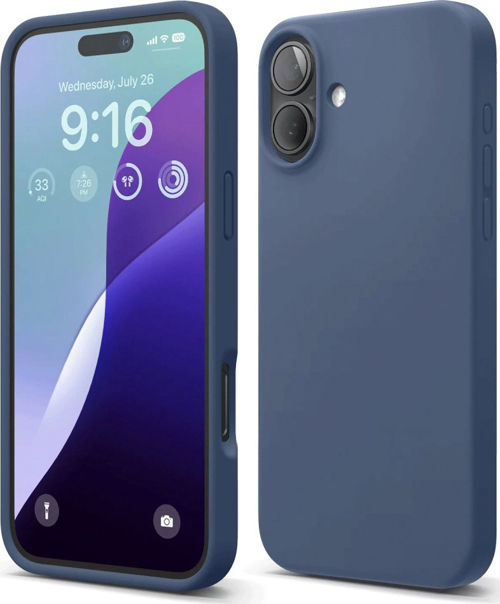 iPhone 16 Plus Kılıf Nano İçi Kadife Silikon - Lacivert