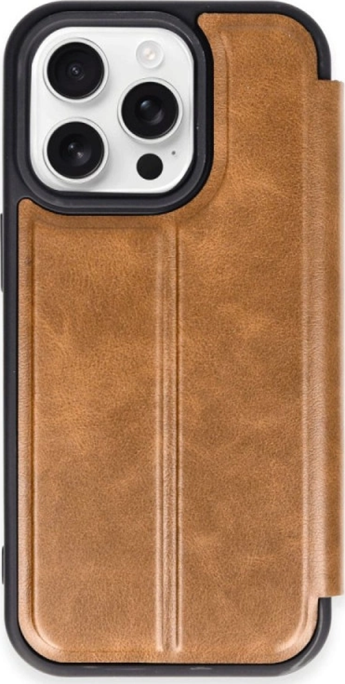 iPhone 15 Pro Max Kılıf Flip Cover - Taba