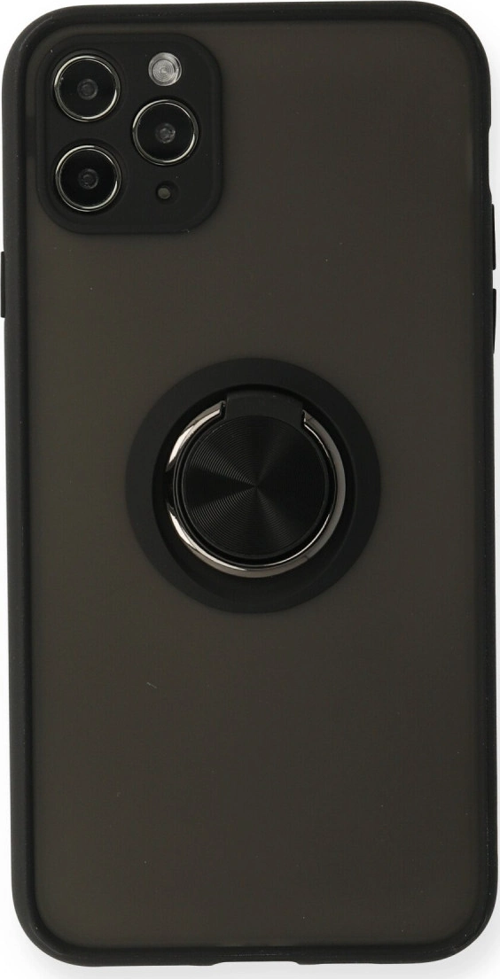 iPhone 11 Pro Kılıf Montreal Yüzüklü Silikon Kapak - Siyah