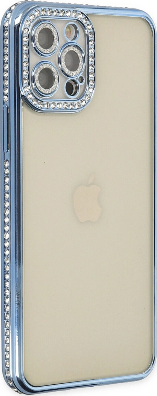 iPhone 12 Pro Kılıf Joke Taşlı Silikon - Mavi