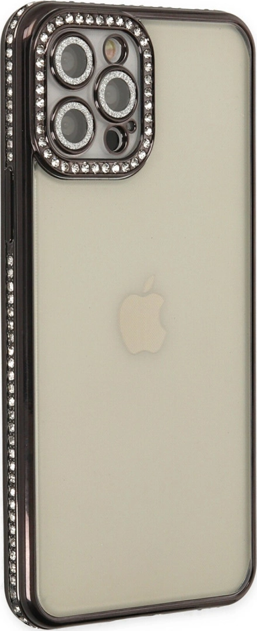 iPhone 12 Pro Kılıf Joke Taşlı Silikon - Siyah