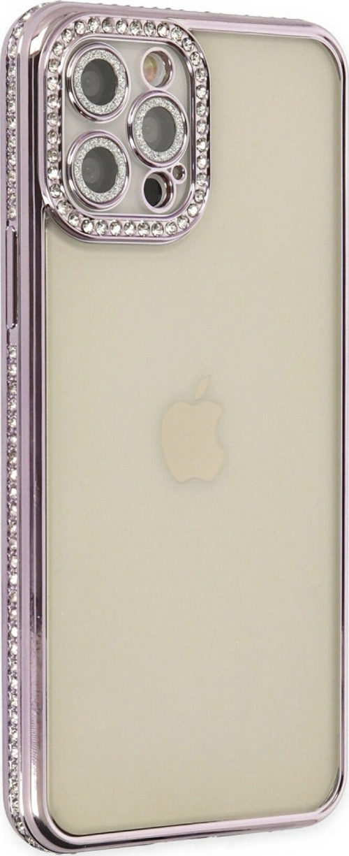 iPhone 12 Pro Kılıf Joke Taşlı Silikon - Mor