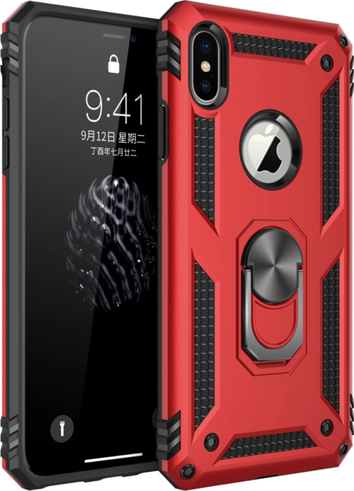 iPhone Xs Max Kılıf Sofya Yüzüklü Silikon Kapak - Kırmızı