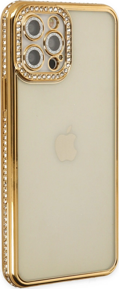 iPhone 12 Pro Kılıf Joke Taşlı Silikon - Gold