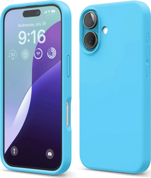 iPhone 16 Kılıf Nano İçi Kadife Silikon - Mavi