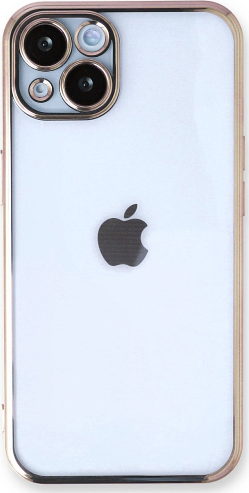 iPhone 14 Kılıf Kamera Korumalı Lensli Silikon - Gold