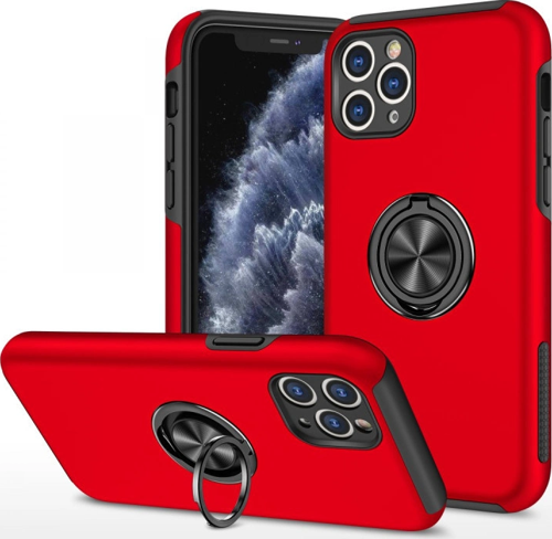 iPhone 11 Pro Max Kılıf Elit Yüzüklü Kapak - Kırmızı