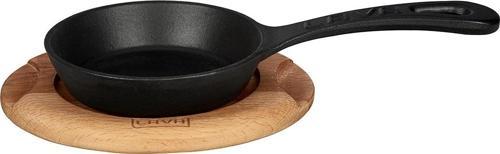 Döküm Yuvarlak Kızartma Tavası Yekpare Saplı Kayın Servis Ahşabı. Çap(Ø)12cm.