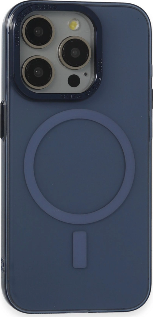 iPhone 15 Pro Kılıf Anka Pc Magneticsafe Sert Metal Kapak - Lacivert