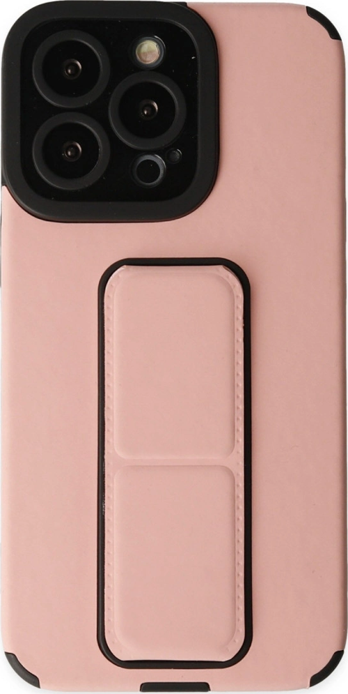 iPhone 14 Pro Kılıf Mega Standlı Silikon - Pudra
