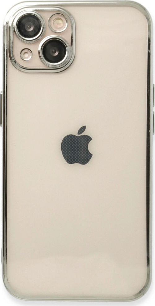 iPhone 14 Kılıf Kamera Korumalı Lensli Silikon - Gümüş