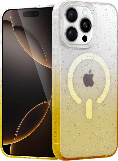 iPhone 15 Pro Pummel Shiny Magsafe Kapak - Gold