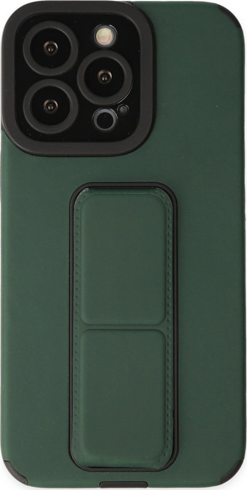 iPhone 14 Pro Kılıf Mega Standlı Silikon - Yeşil