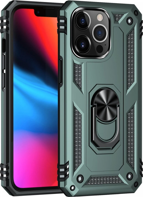 iPhone 14 Pro Kılıf Sofya Yüzüklü Silikon Kapak - Yeşil