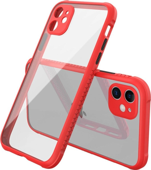 iPhone 12 Mini Kılıf Miami Şeffaf Silikon - Kırmızı