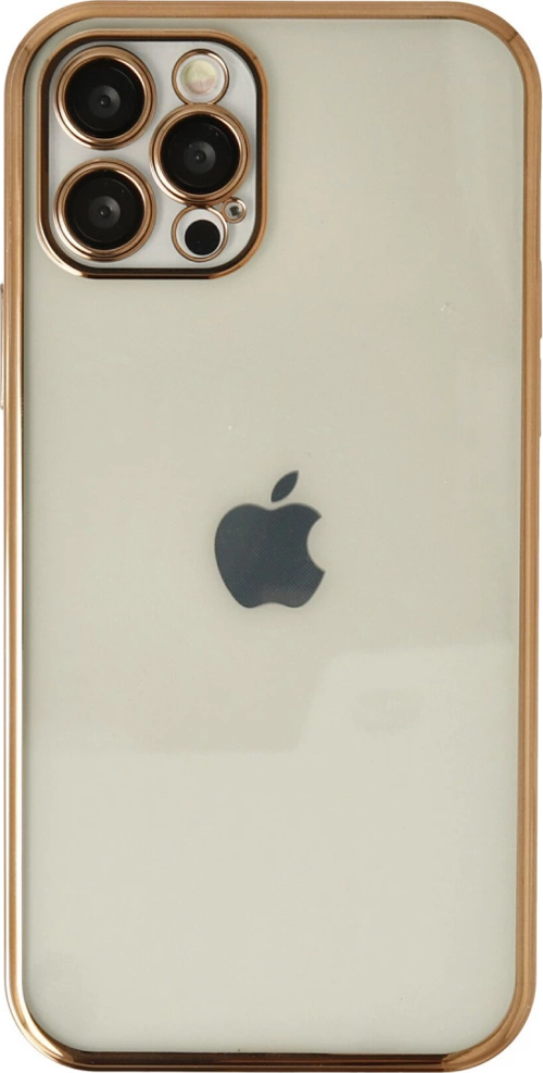 iPhone 12 Pro Kılıf Kamera Korumalı Lensli Silikon - Gold