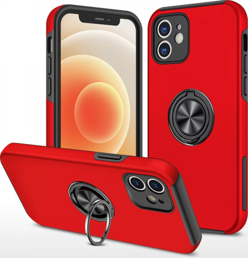 iPhone 12 Mini Kılıf Elit Yüzüklü Kapak - Kırmızı