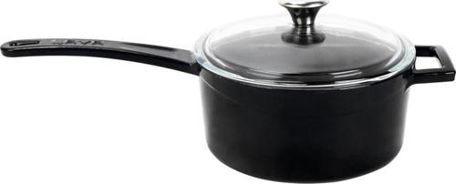 Döküm Yuvarlak Sos Tenceresi Cam kapaklı, Metal Saplı. Glaze Serisi Çap(Ø16 cm.