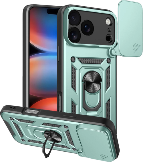 iPhone 17 Pro Max Pars Lens Yüzüklü Silikon - Yeşil