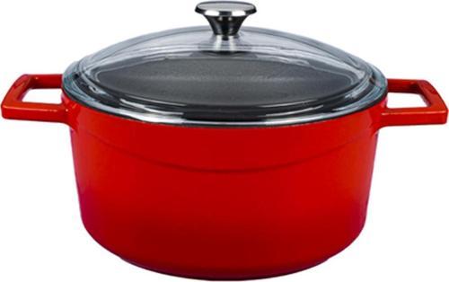 Döküm Yuvarlak Tencere Cam kapaklı. Glaze Çap(Ø)24cm.