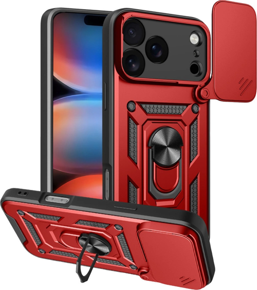 iPhone 17 Pro Max Pars Lens Yüzüklü Silikon - Kırmızı