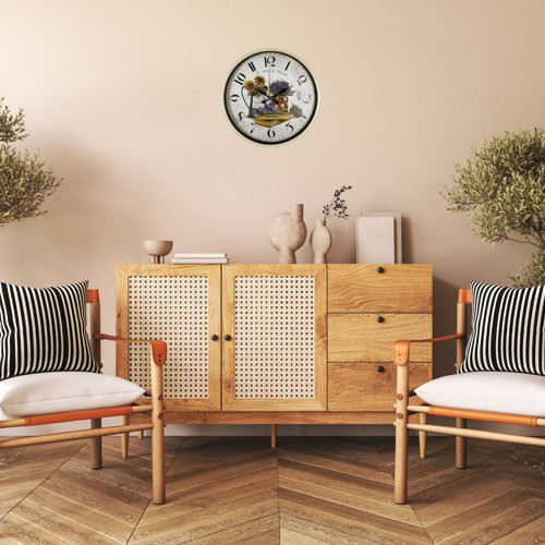 Büro Ev Ofis Hediyesi için 36CM Krem Sunflower Lavender Duvar Saati