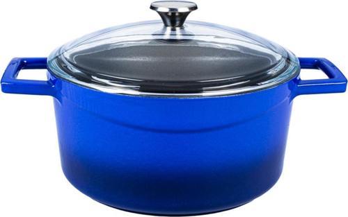 Döküm Yuvarlak Tencere Cam kapaklı. Glaze Çap(Ø)28cm.