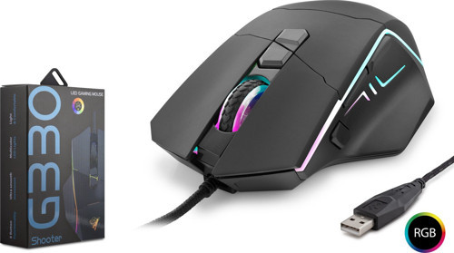Büro Ev Ofis Bilgisayarı için Siyah 6400DPI Rgb Shooter Gaming Oyuncu Mouse
