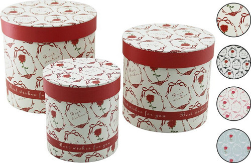 ieg™ 3PCS YUVARLAK ÇİÇEK DESENLİ - MİX RENKLİ KARTON HEDİYE KUTUSU 18-16-12CM ()