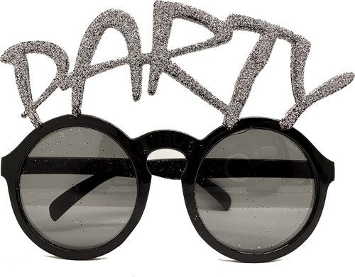 Gümüş Simli Party Yazılı Parti Gözlüğü Show 15x7 cm