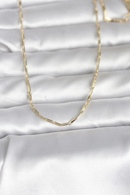 CM 14K Gold Renk İnce Ataç Zincir Model 60 cm Kadın Kolye - TJ-BKO10983