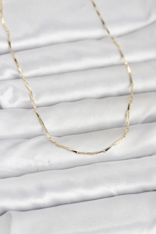 CM 14K Gold Renk Çubuk Kesme Zincir Model 60 cm Kadın Kolye - TJ-BKO10945