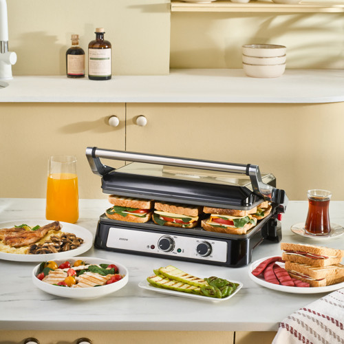 Toastmate 6 Dilim Kapasiteli Zaman Ayarlı Döküm Plakalı Izgara ve Tost Makinesi Inox 2000W