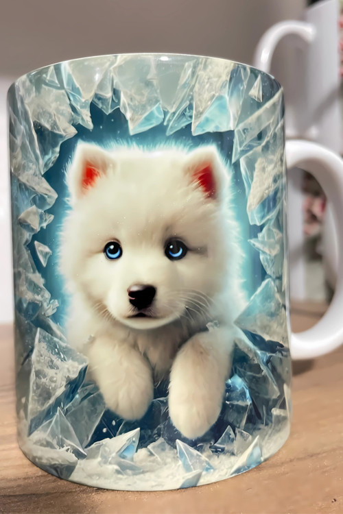 Sevimli Köpekli Kupa Bardak 3D Efektli Yavru Köpek Baskılı Kupa Bardak - The Kam Concept
