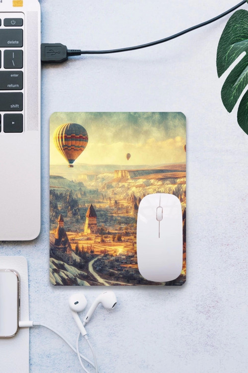 SonicTouch Kapadokya Temalı Pürüzsüz Yüzey Kaymaz Taban Dikişsiz Kenar Gamer Oyuncu Mouse Pad 19x23c