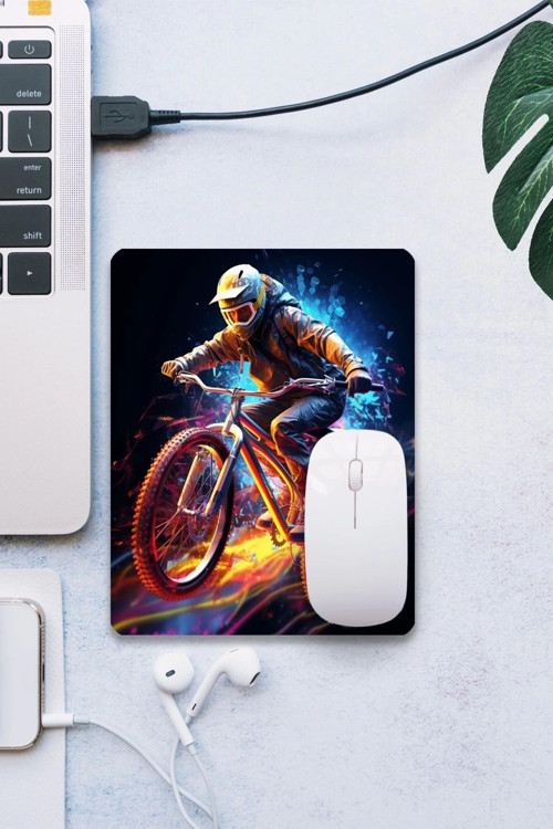 SonicTouch Dağ Bisikleti Temalı Pürüzsüz Yüzey Kaymaz Taban Dikişsiz Kenar Gamer Oyuncu Mouse Pad 19