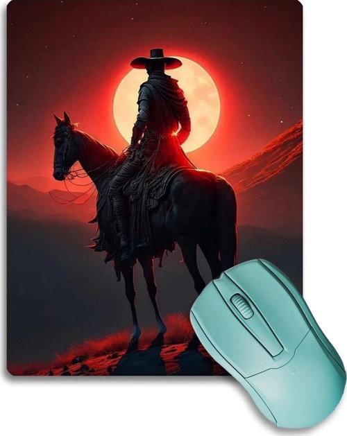 SonicTouch Gün Batımı Kovboy Temalı Kaydırmaz Gaming Oyuncu Dikişsiz Siyah Mouse Pad17x21cm
